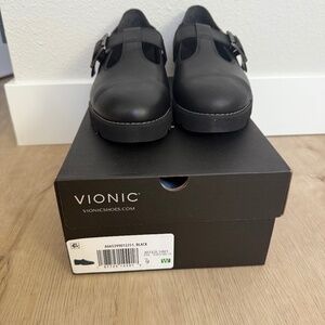VIONIC carmen black leather mary jane NEW WITH BOX 9 Wide